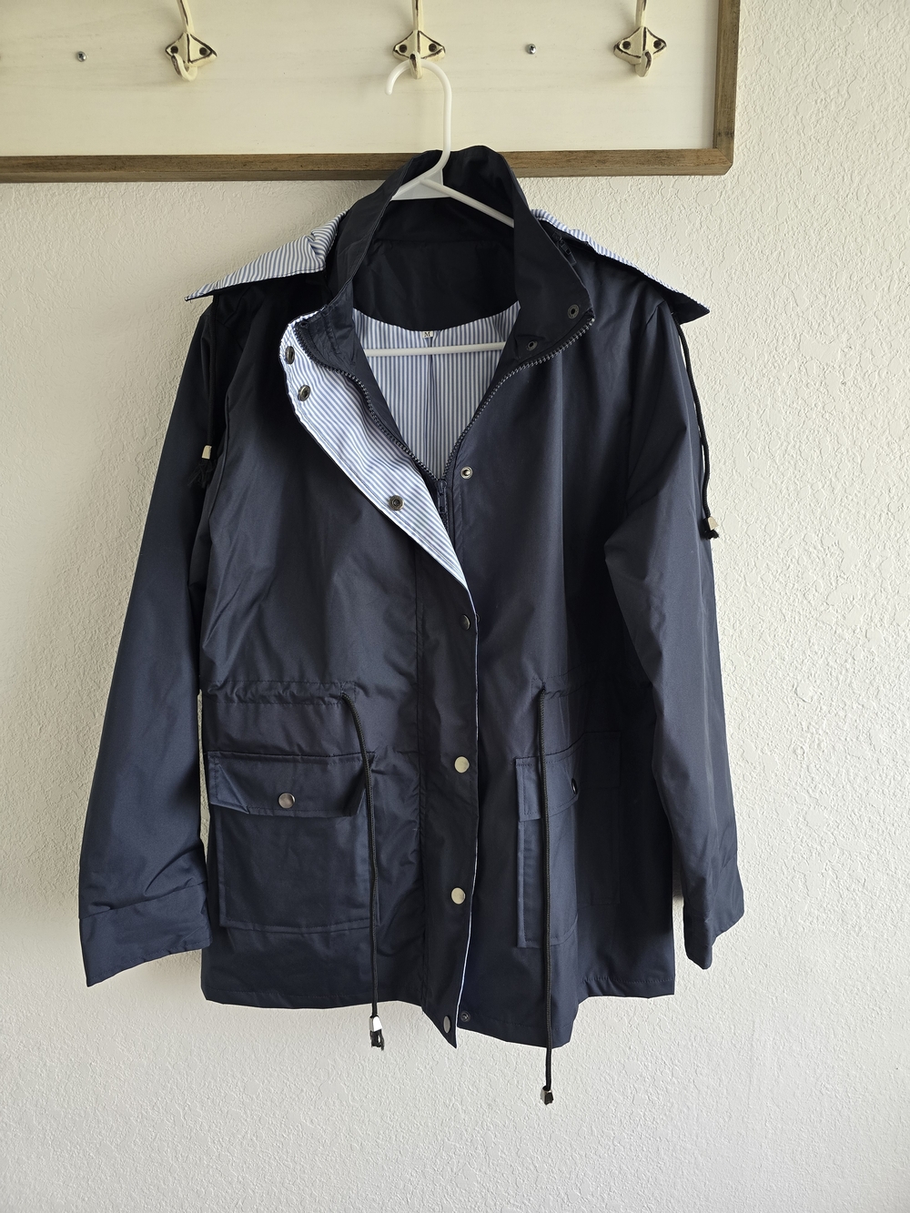 Navy Women's Parka Jacket - Lightweight Water-Resistant Coat